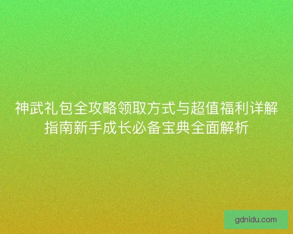 神武礼包全攻略领取方式与超值福利详解指南新手成长必备宝典全面解析